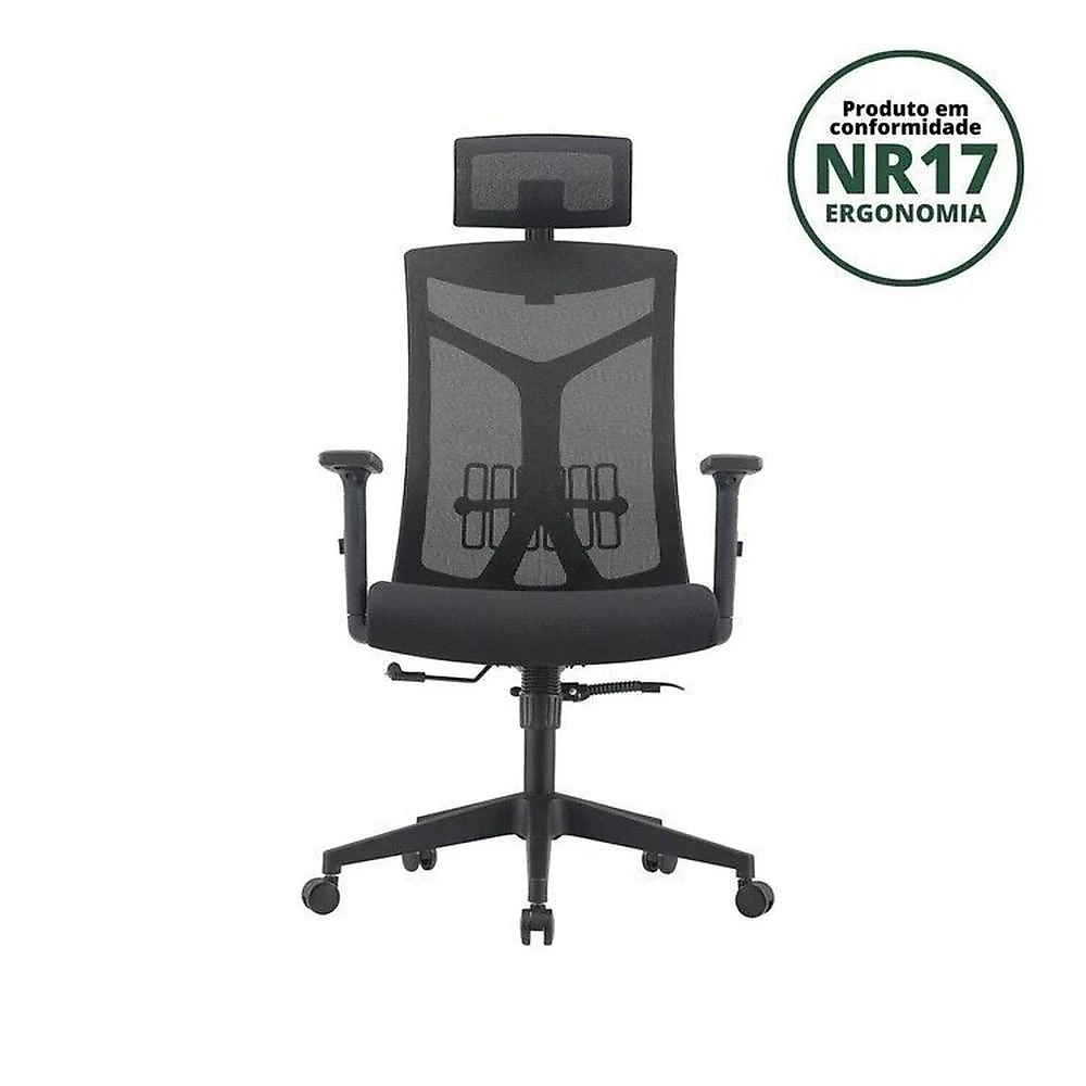 Kit 10 Cadeiras Escritório Presidente Nr17 Office Lugano Preto Preto