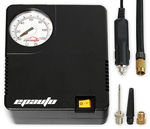 EPAUTO Mini Compressor de Ar Elétrico Automotivo portátil 12V DC 60 PSI c adaptadores