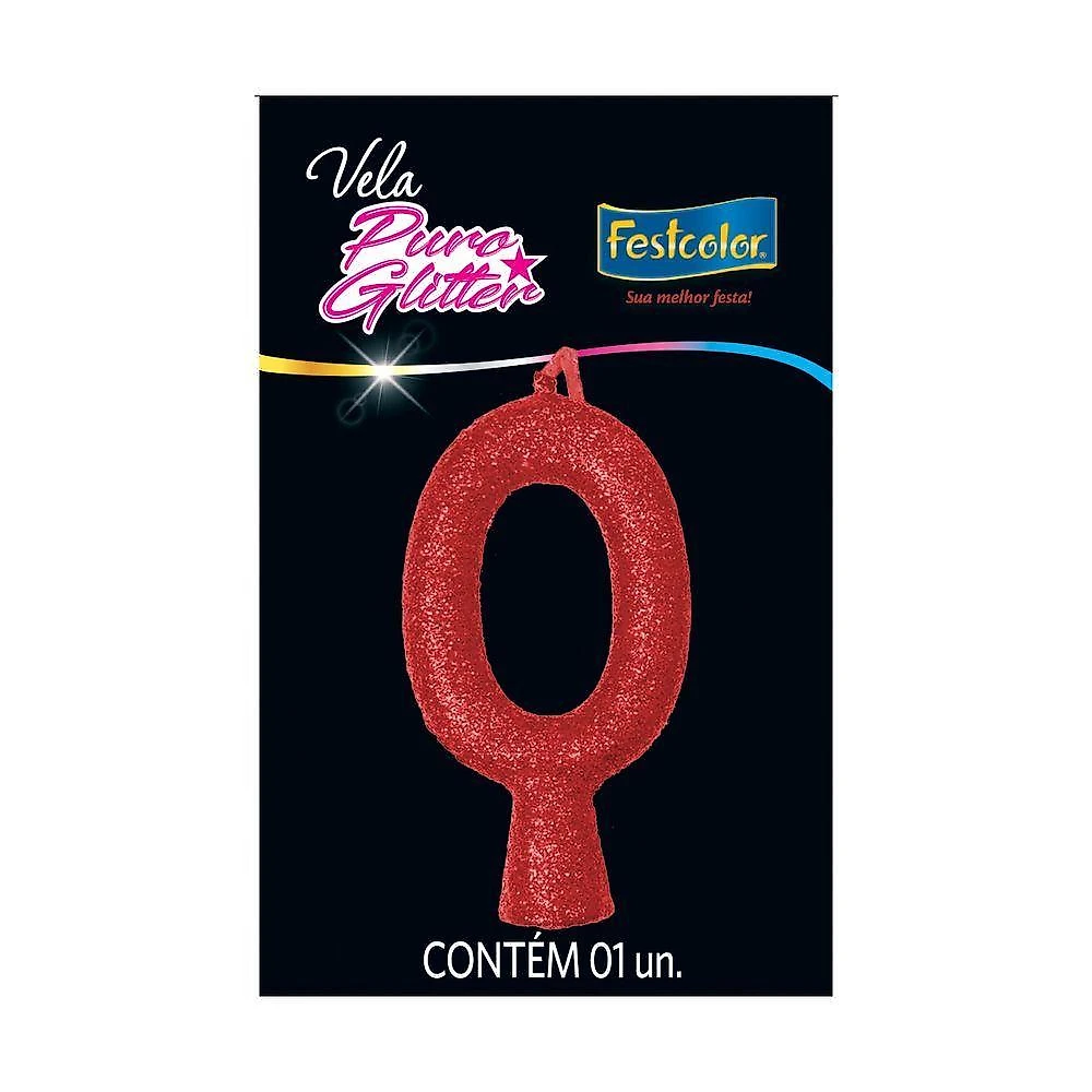Vela De Aniversário Puro Glitter Vermelha Modelo ?