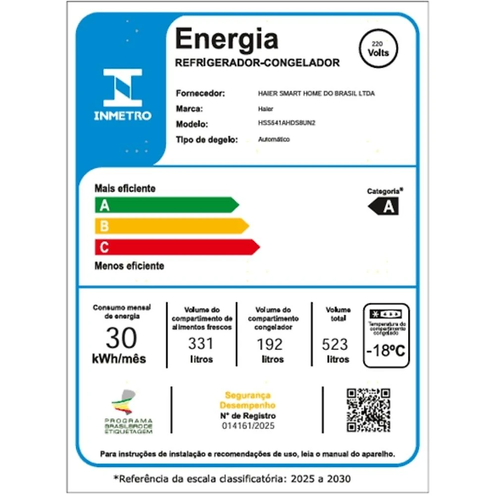 Refrigerador Haier 523L Side by Side Multi Air Flow Inox HSS541 220V