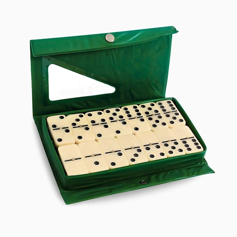 Jogo de Dominó Profissional Atividade Recreativa 28 Peças Estojo Verde Único
