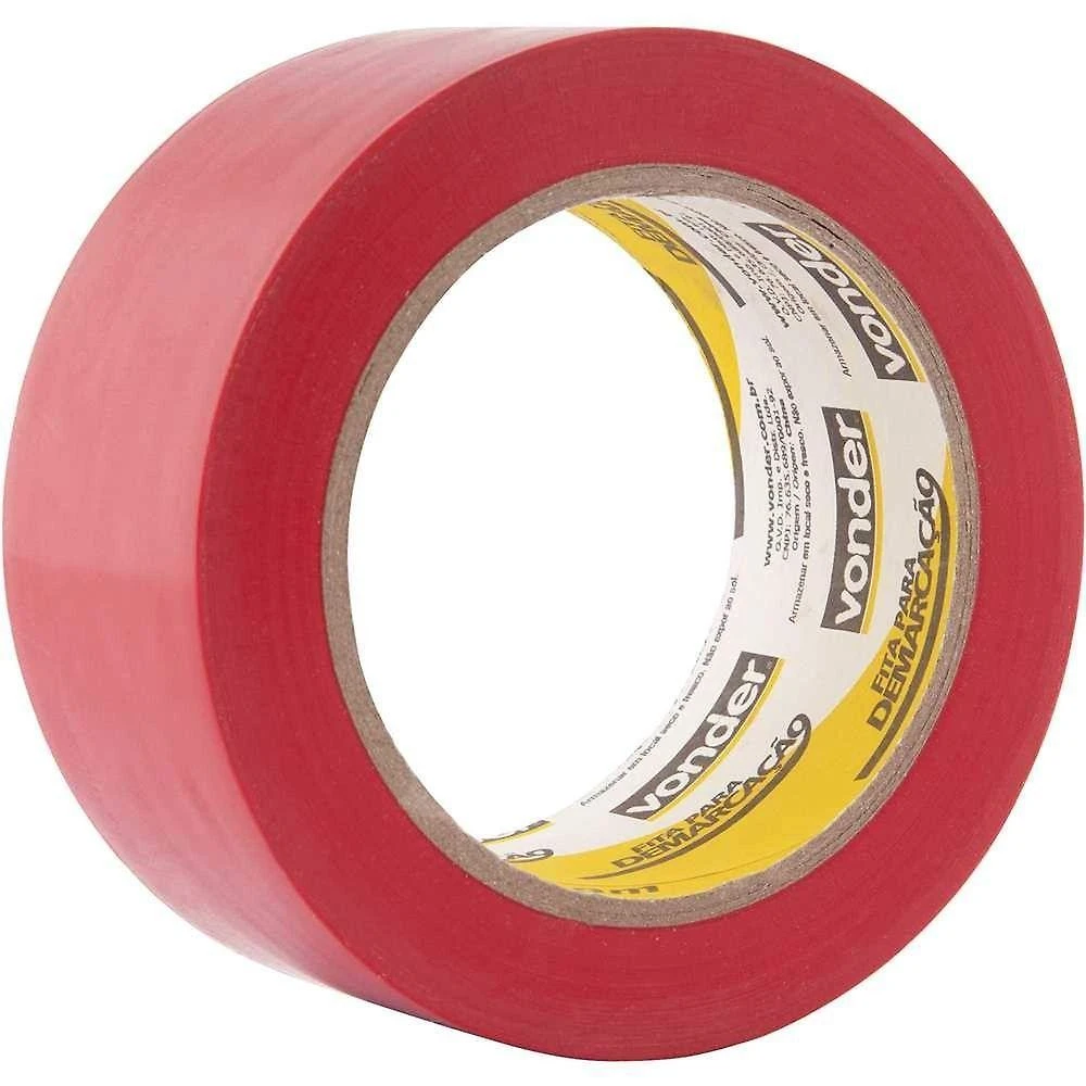 Fita Adesiva para Demarcacao 48MM X 30M para Demarcar e Sinalizar Areas de Risco Vermelha Vonder
