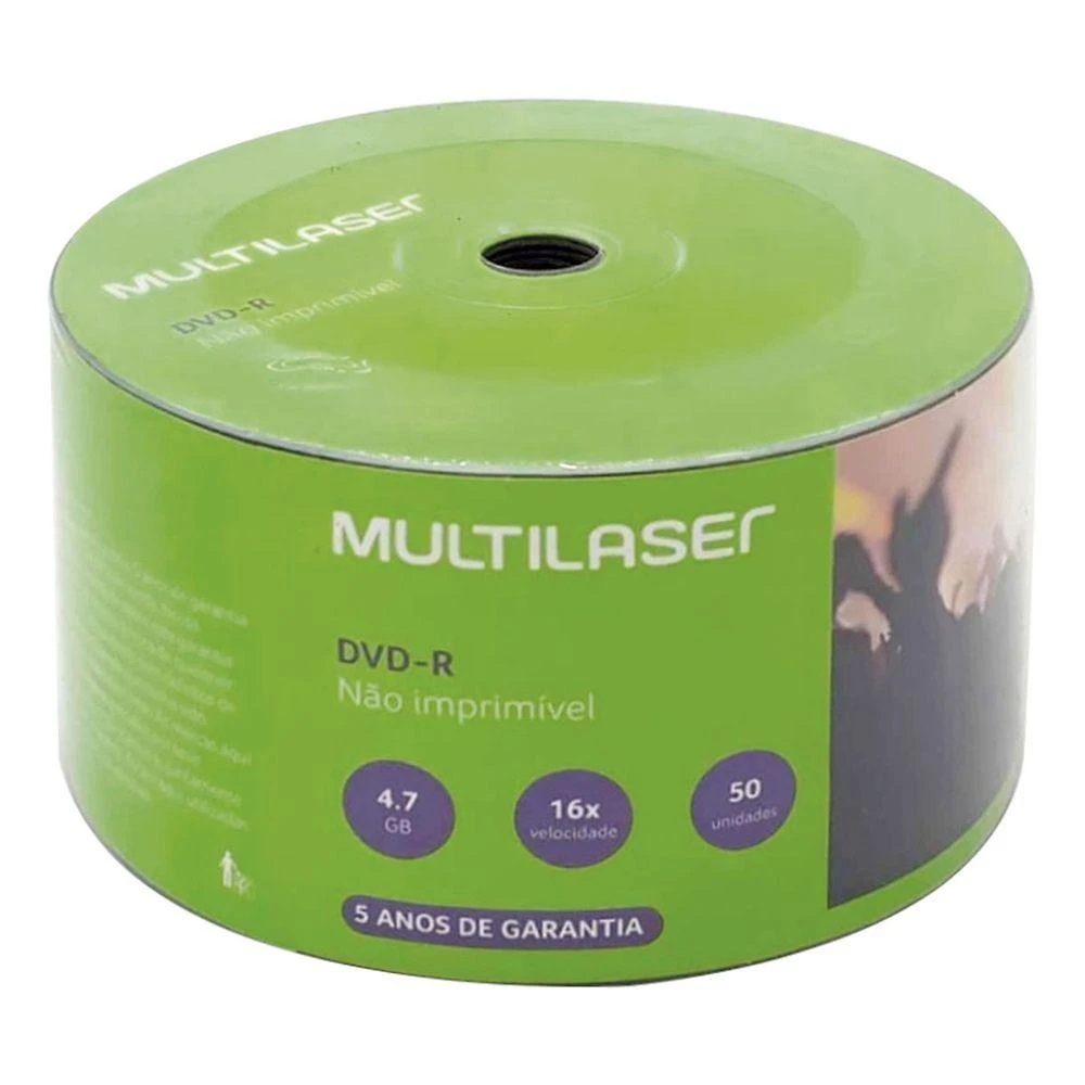 DVD-R Multi Dv061 para Gravação de Arquivos 4,7GB 16X Pack com 50 Unidades Transparente