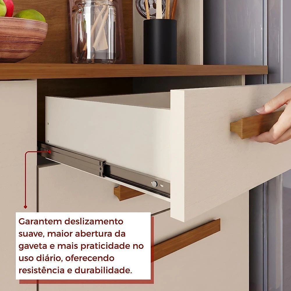 Cozinha Amanda 6 Portas 2 Gavetas MDF-MDP 182CM Amadeirado Tudo de Móveis webcontinental-7908881806144