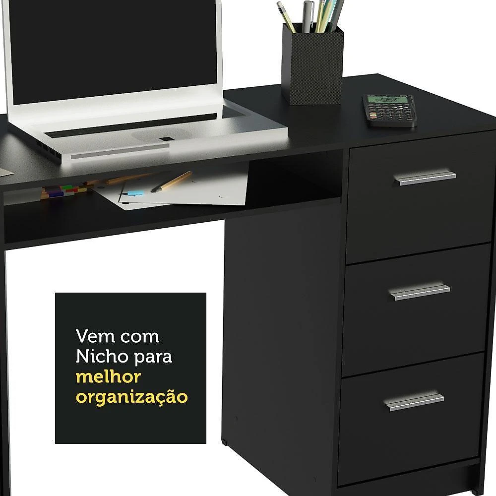 Escrivaninha Alaska e Estante Livreiro 6907 Preto