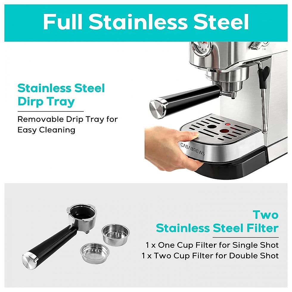 Máquina de Café Expresso com Bocal de Leite, 110V, CASABREWS, Prata