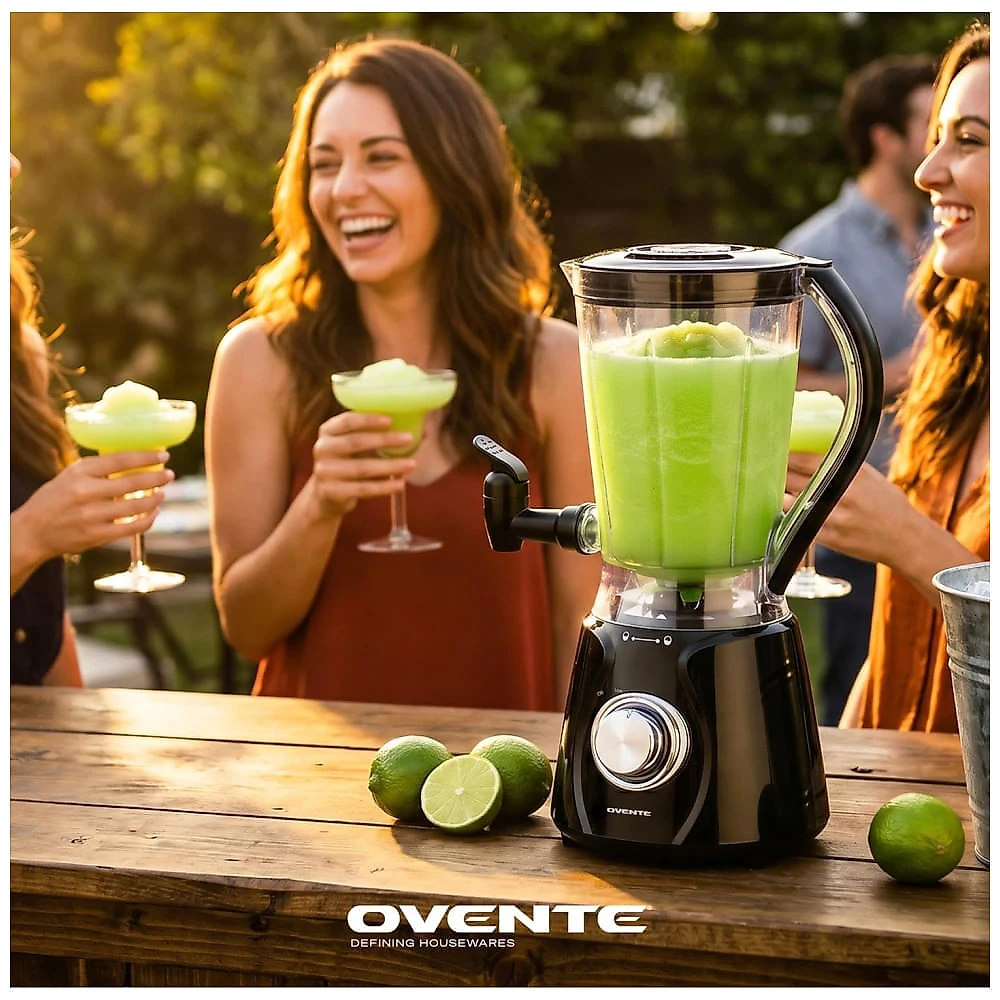 Máquina de Slush Margariteira OVENTE BPM12B 1,5L Lâmina Inox Dispensador Preta 350W