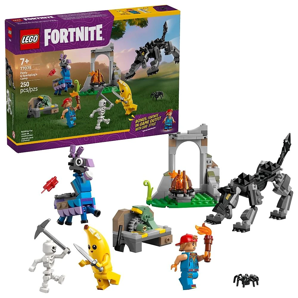 Lego® fortnite® - acampamento de peely e sparkplug