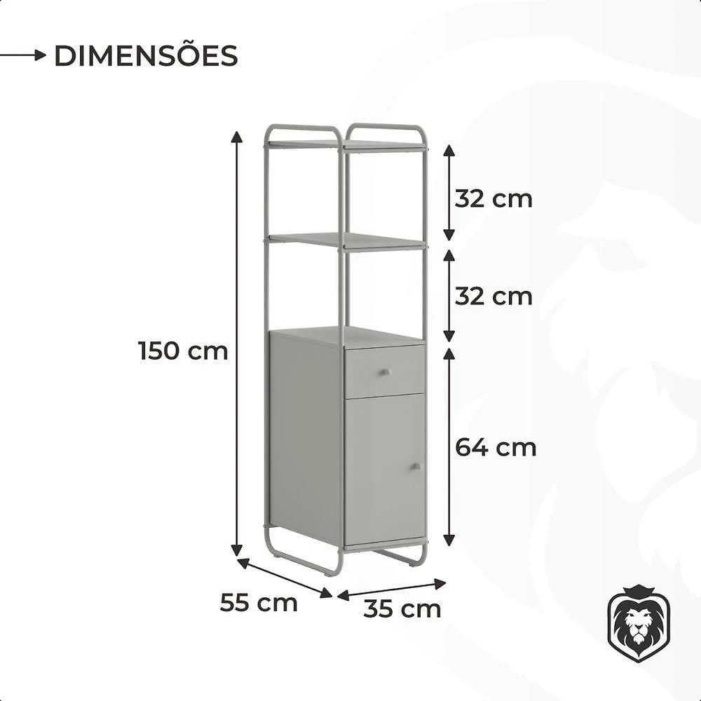 Miniatura Estante Estilo Industrial De Aço Com Gaveta E Porta Criare Canela