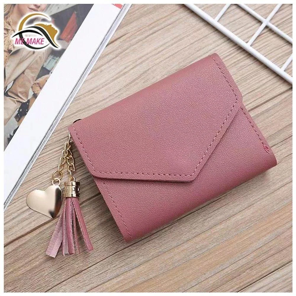 Carteira Feminina OEM Porta-cartões em Couro Sintético com Zíper 12cm Rosa