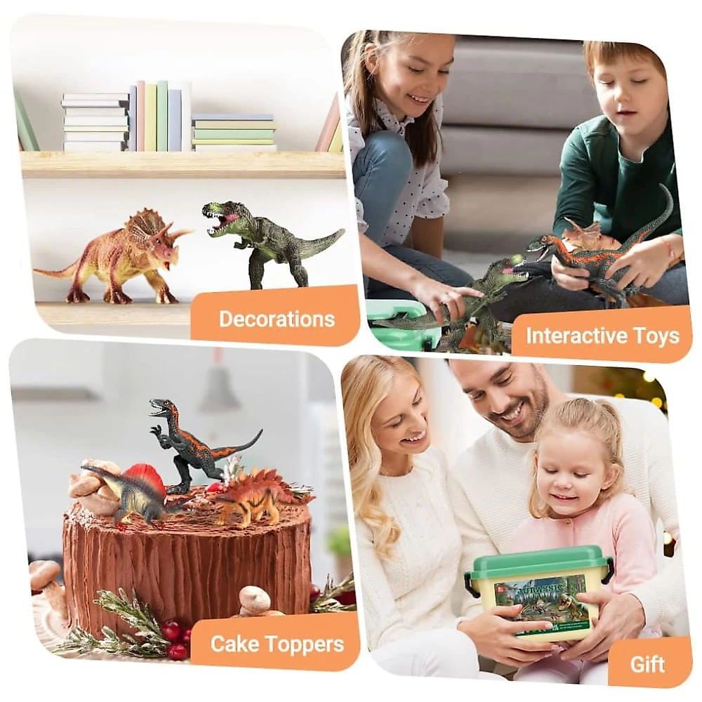 Kit 12 Dinossauros Jurássicos Realistas com Livreto Informativo Educacional para Crianças Acima de 3 Anos, OENUX