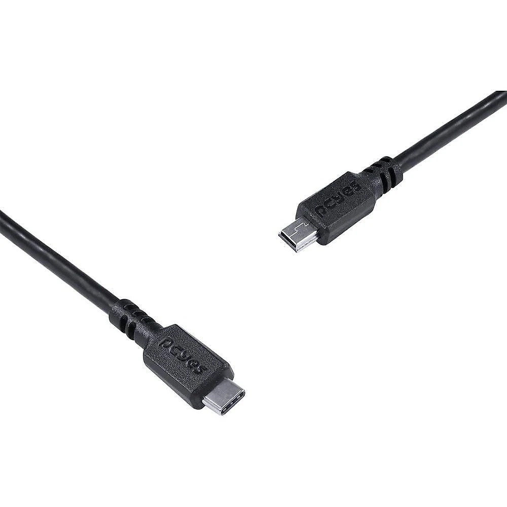 Cabo Usb Tipo C para Mini Usb 2.0 1 Metro Preto para Sincronização e Carregamento Pcyes