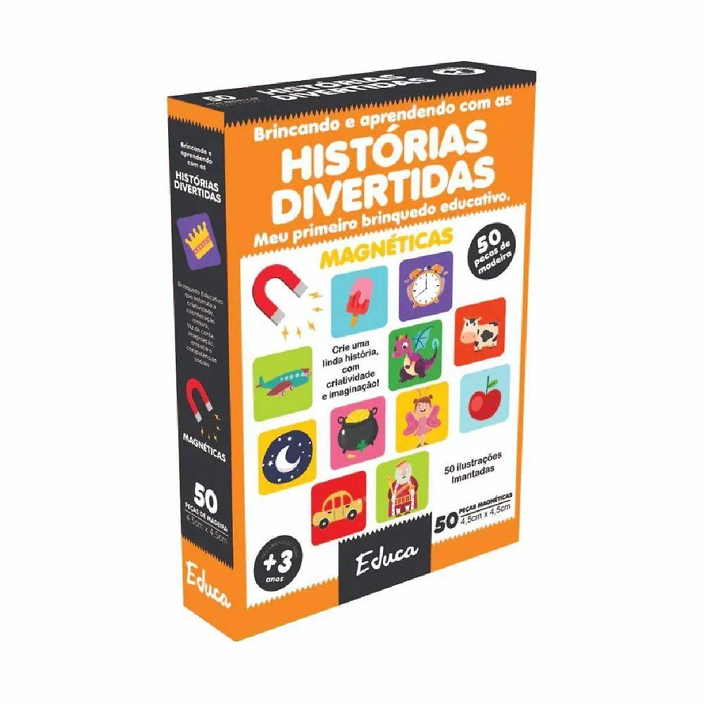 Brinquedo Educativo Coleção Imantados Histórias Divertidas 50 Peças Magnéticas de Madeira