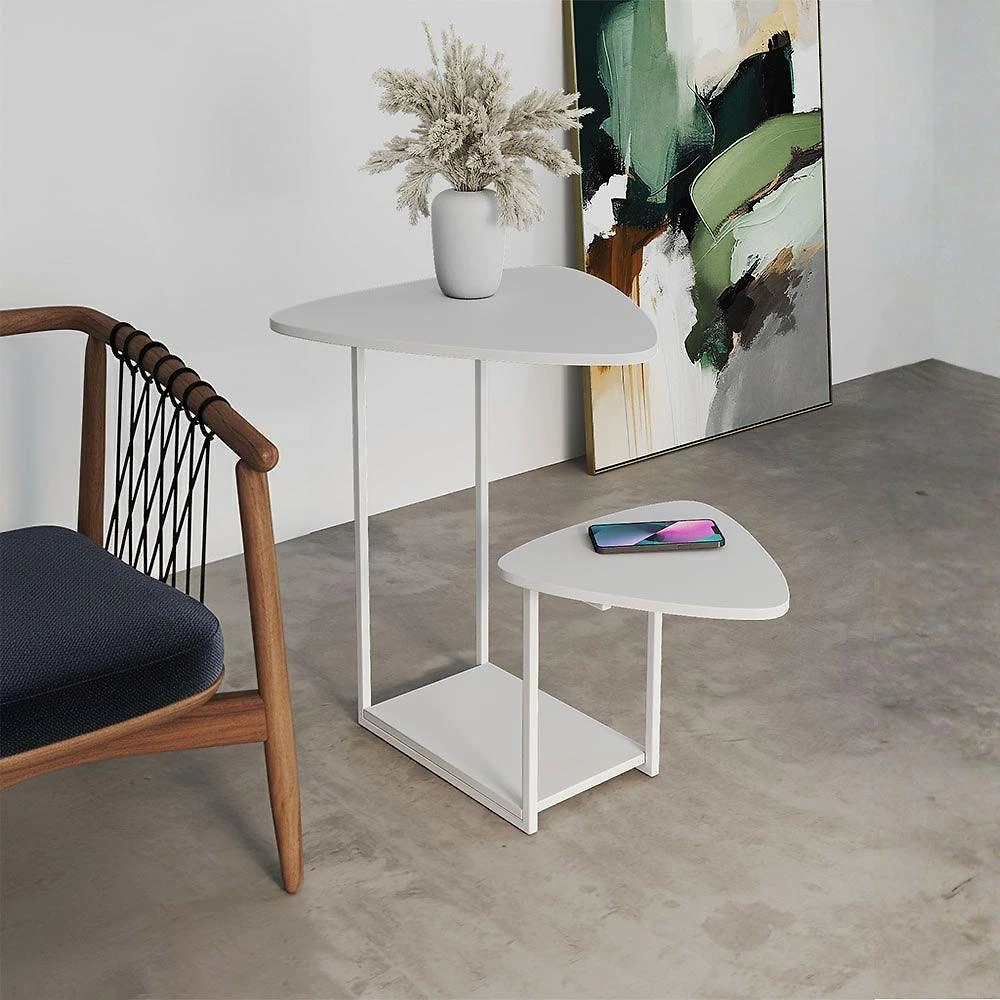 Mesa De Apoio Ferro Branco Tampo Esfiha Branco Cibele