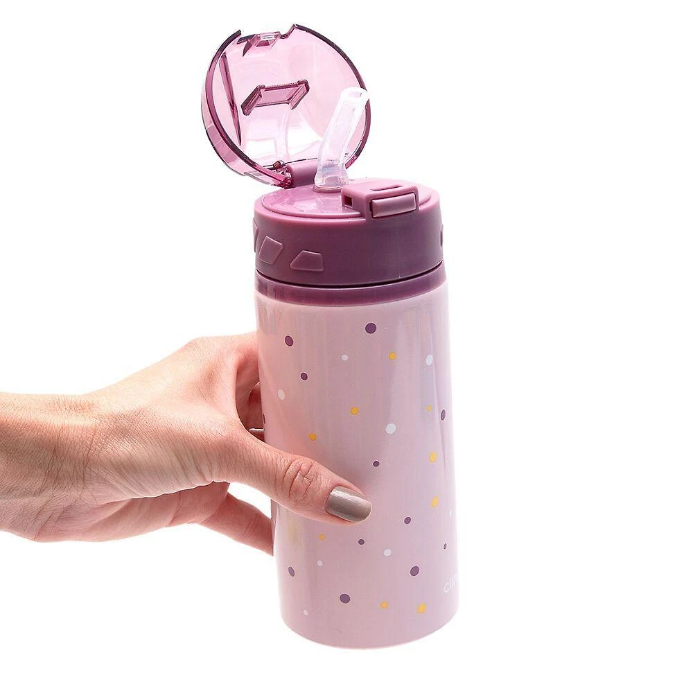 Garrafa de Alumínio Infantil com Canudo Silicone Bico Ergonômico para Menina 580ML