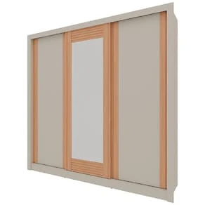 Miniatura Guarda-Roupa Casal Bartira Village com 3 Portas, 4 Gavetas, Espelho e 243,1 cm de Largura Areia/Peroba