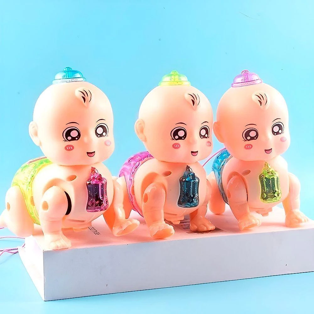 Boneca Bebê Engatinha Interativa Com Luz E Som – Brinquedo Educativo Para Crianças +3 Anos Luz Som Interativa