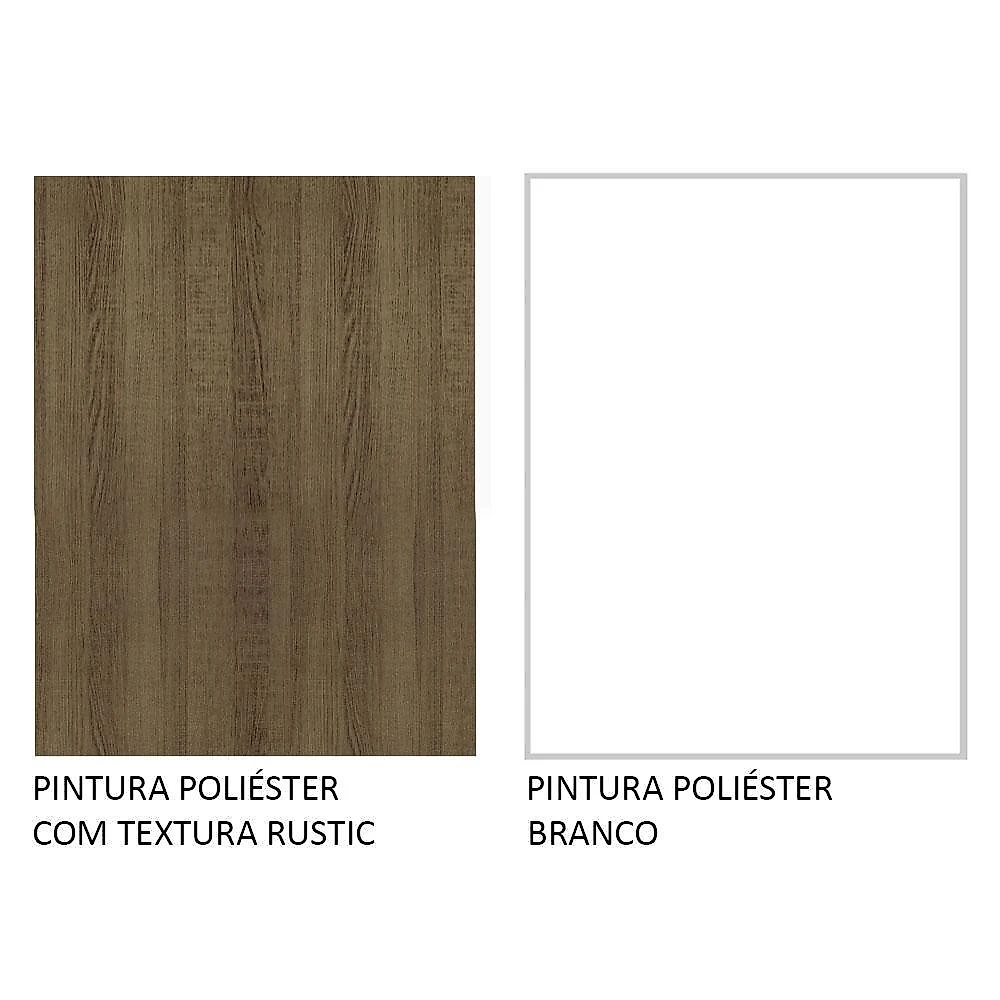 Balcão gabinete de pia cozinha 120 x 60 cm 1 porta 2 gavetas rustic/branco (sem tampo) agata madesa
