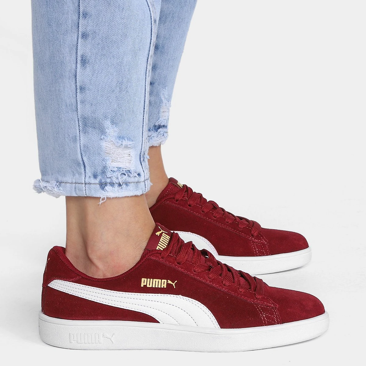 Miniatura Tênis Puma Smash v2 BDP Feminino Vermelho+Branco - 34