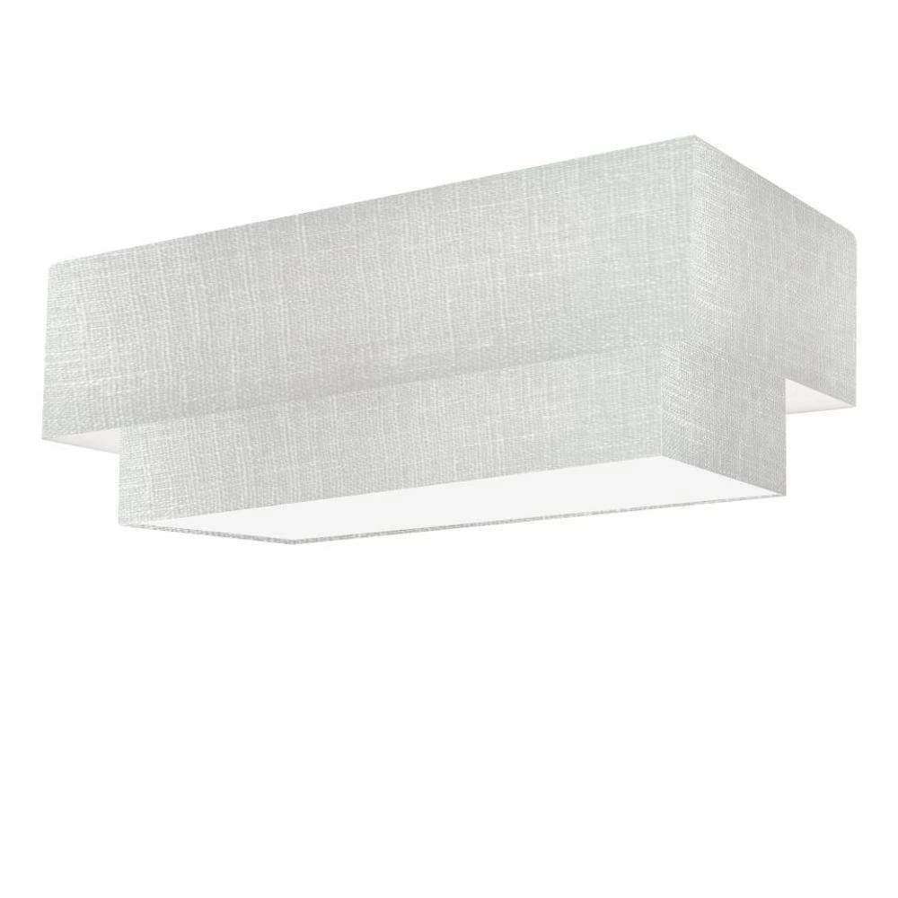 Plafon Duplo Retangular Vivare Md-3072 Cúpula Em Tecido 99x40cm X 80x30cm - Bivolt Rustico-cinza 127/220v