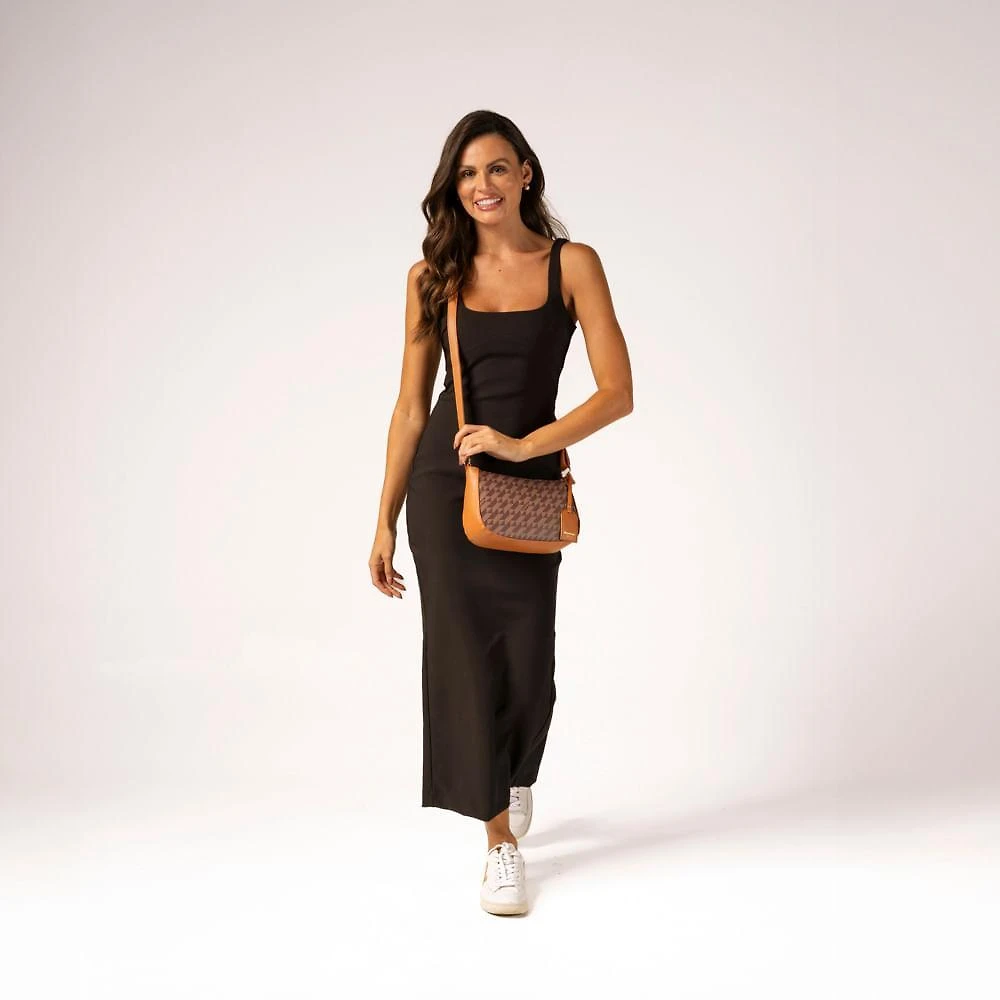 Bolsa transversal feminina pequena monograma bg marrom