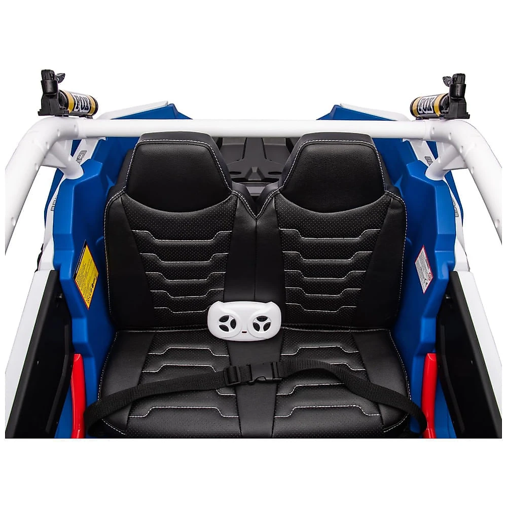 Carro Elétrico Infantil, Jeep da Policia com Controle Remoto, 2 Lugares, 4 Amortecedores, Bancos de Couro, Música e Luzes LED, 24V, Hetoy, Azul e 110v