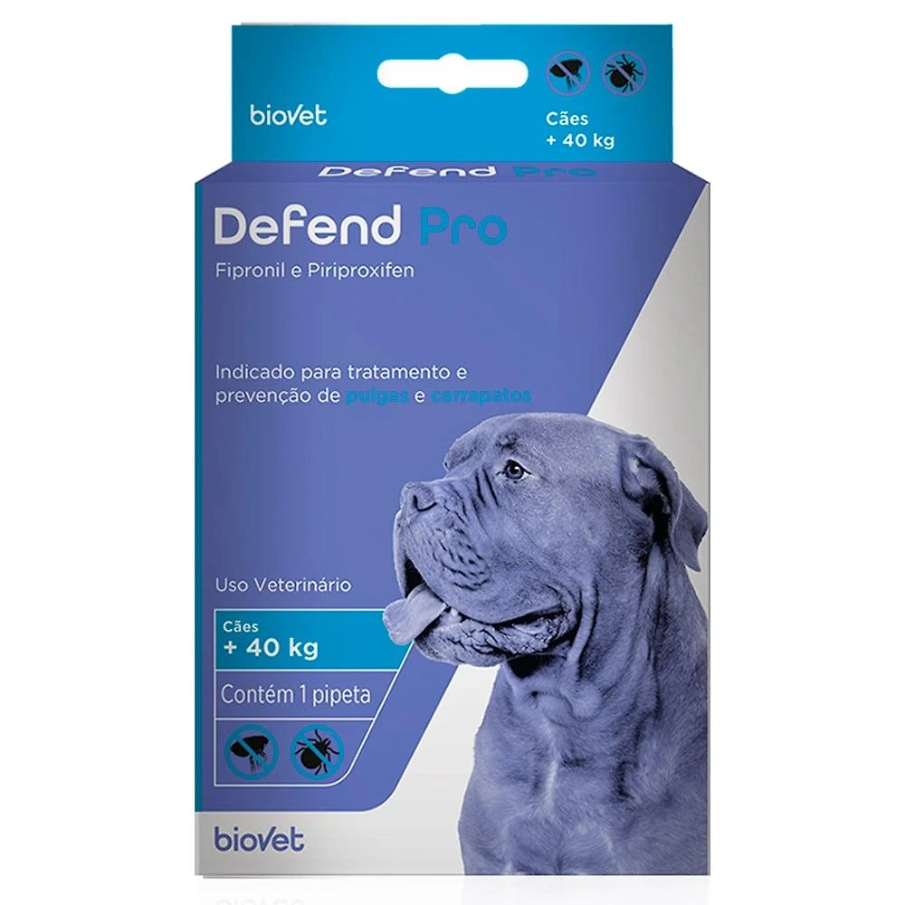 Antipulgas e Carrapatos Biovet Defend Pro para Cães de 40 Kg - 1 Pipeta