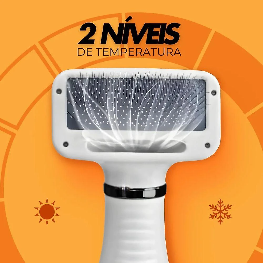 Secador Elétrico com Escova para Pets Utimix 2 em 1 Removedor de Pelos Cães e Gatos 300W 110V