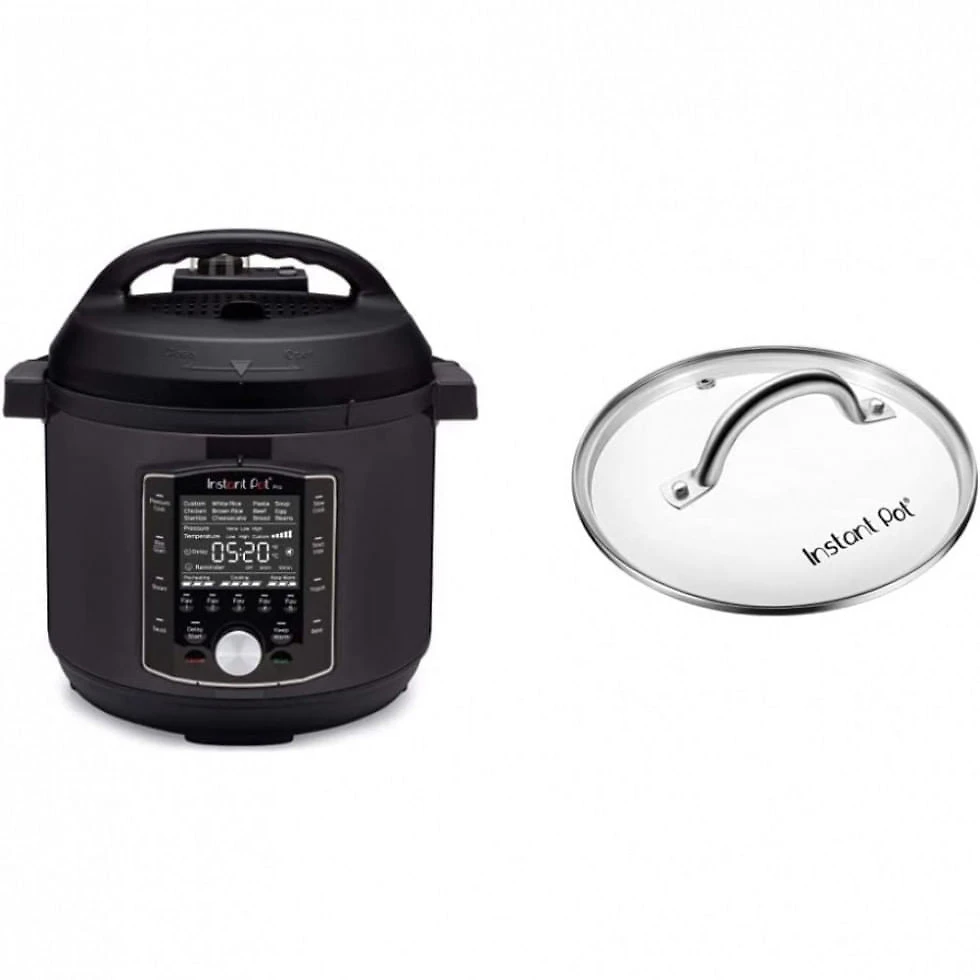 Panela de Pressão Elétrica 10 em 1, 8L com Painel de LED e Tampa de Vidro, 110V, Instant Pot, Preta