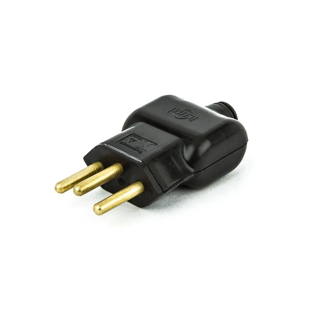 Plug Macho Tomada Elétrica Reto Tripolar 10a - Preto