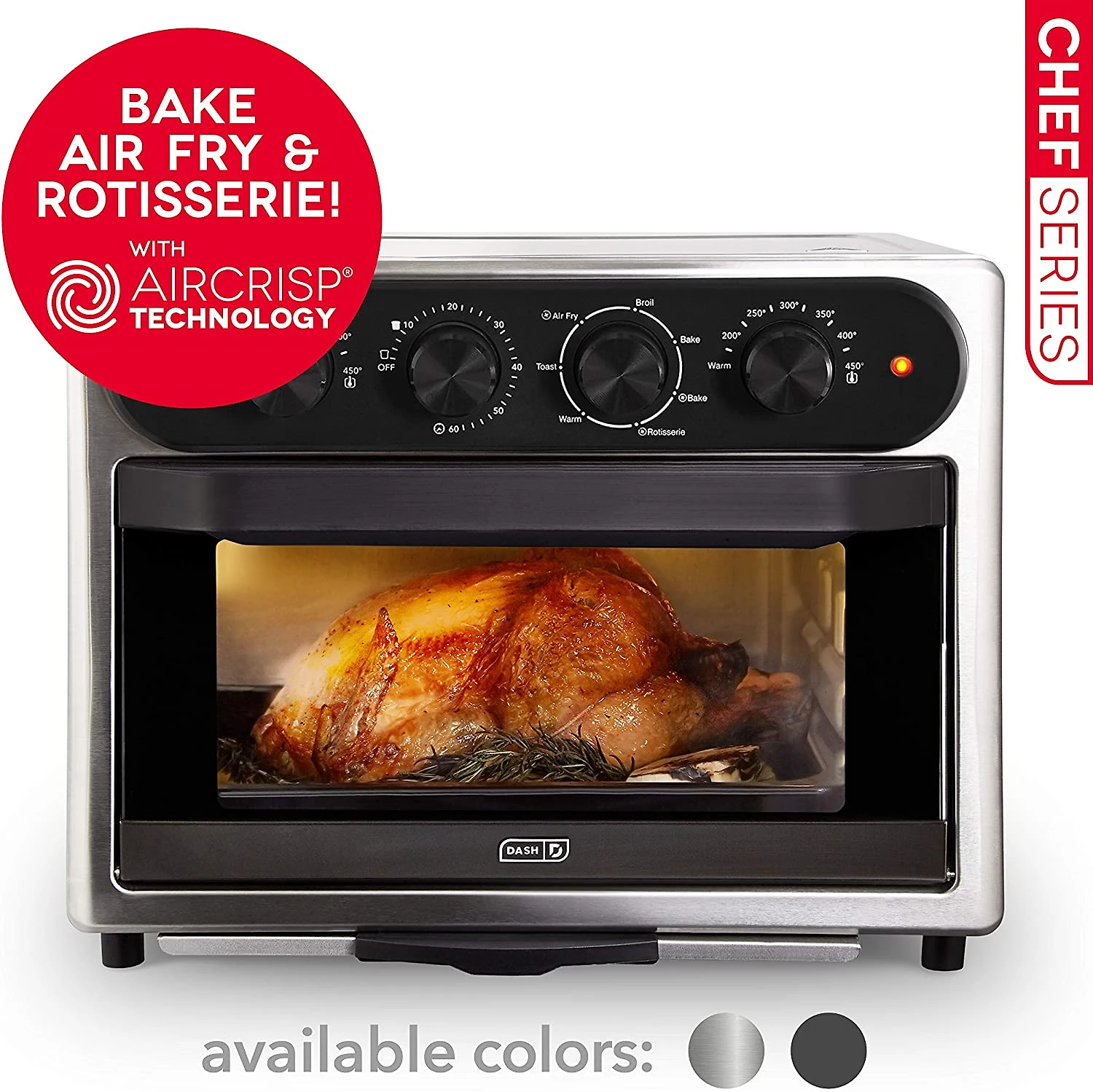 DASH Chef AirFryer 7 em 1 Torradeira Forno Assadeira 23L Aço inoxidável Prata 110V