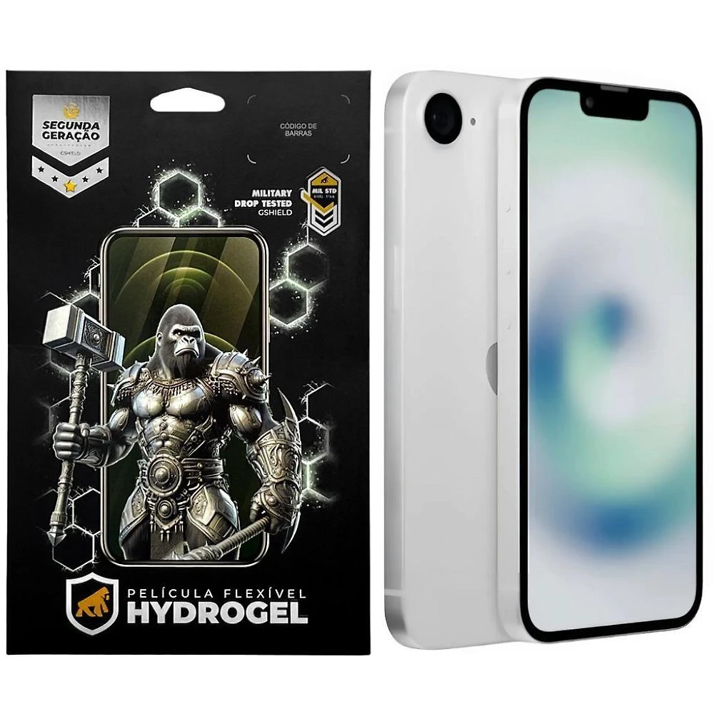 Kit Película para Celular Gshield Iphone 16e Proteção Completa Hydrogel HD 0,19MM Transparente 2