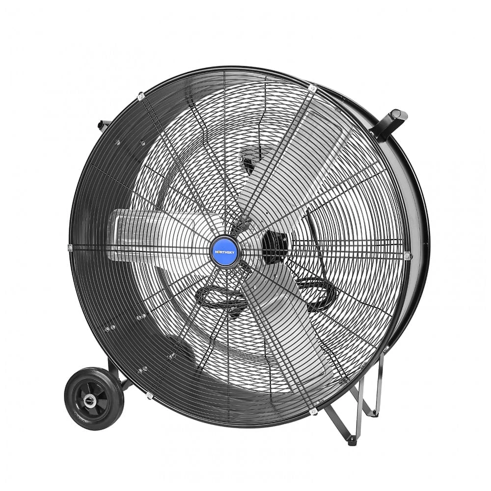 Ventilador Industrial de Tambor NORTHSKY 76 cm Preto, Alta Velocidade 10500 CFM, 2 Velocidades, Rodas de 13 cm, 110V