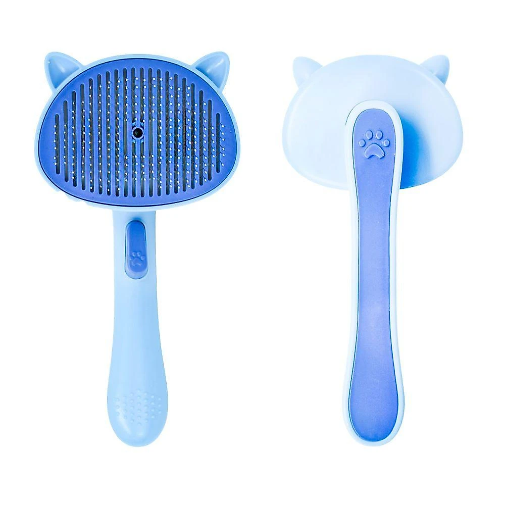 Escova Removedora de Pelos Pet Rasqueadeira para Cães e Gatos em Plástico ABS e Aço Inox Azul 20CM