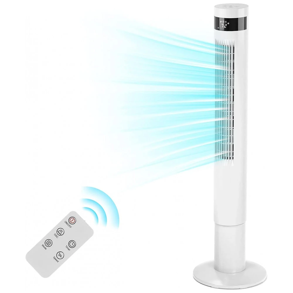 Ventilador de Torre Oscilante com 3 Velocidades, Modo Silencioso e Controle Remoto, 110V Antarctic Star, Branco