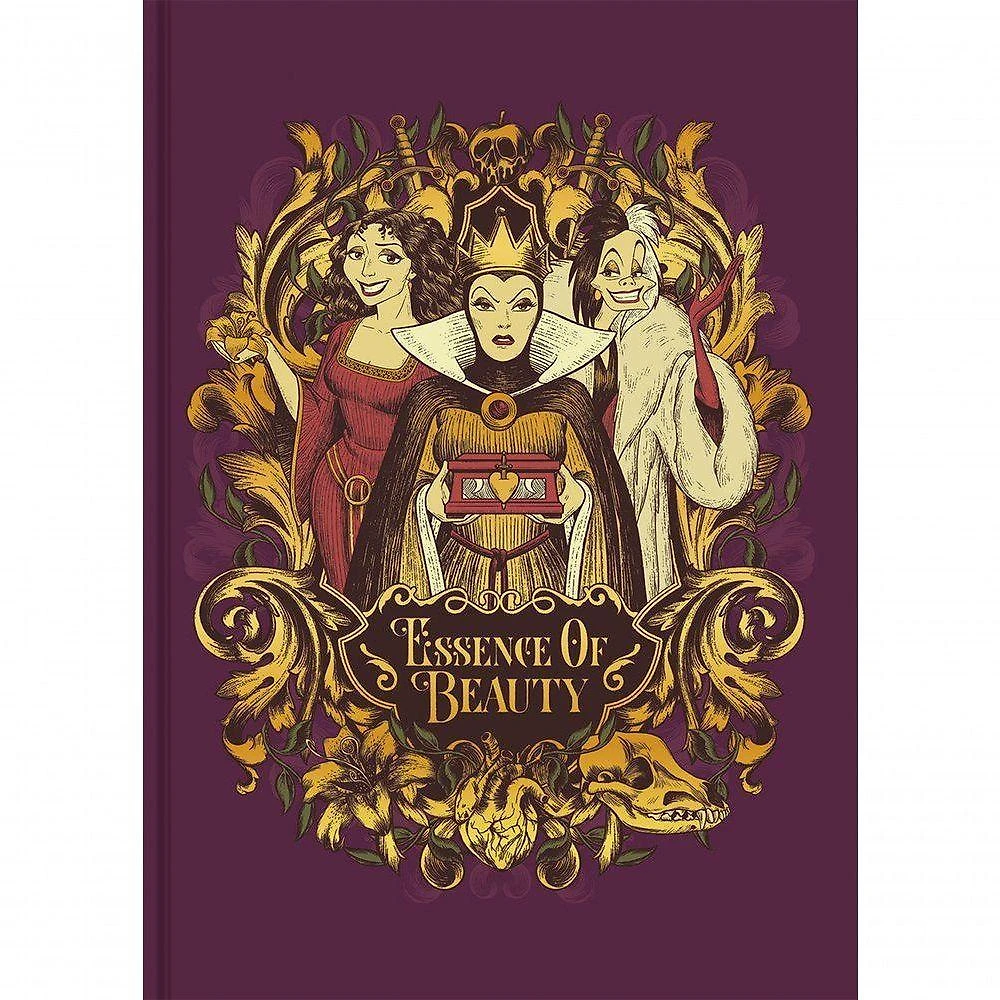 Caderno Capa Dura Vilões da Disney 160 Folhas Papel Estampas Vinho Azul Petróleo Roxa
