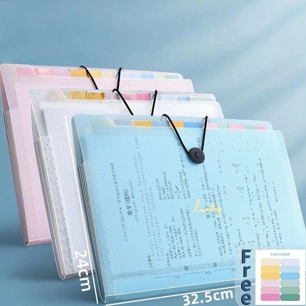 Pasta A4 para Documentos OEM 3 Peças Mistura 12 Layers Impermeável Grande Capacidade Plástico Kit 3