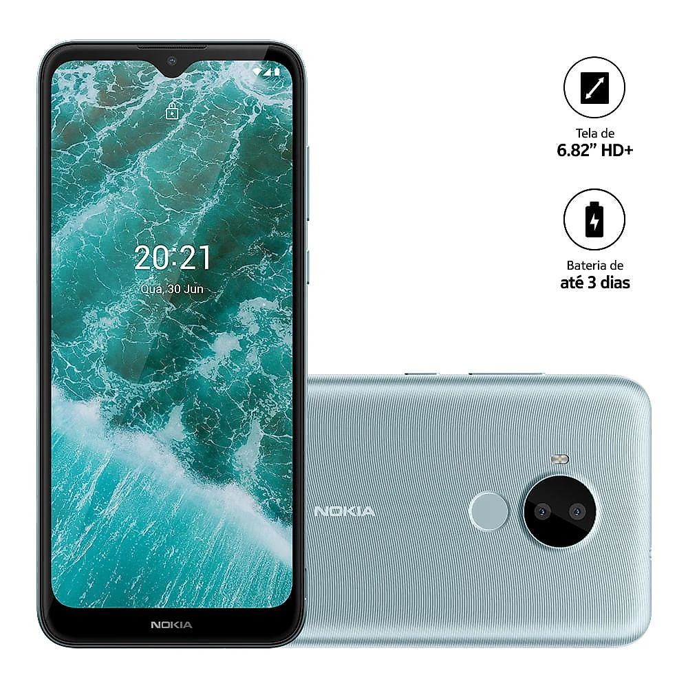 Smartphone nokia c30 4g 64gb tela hd+ 6.82 pol 2gb ram câm dupla 13mp+selfie 5mp android 11 (go edition) bateria de 3 dias de duração - nk043 branco