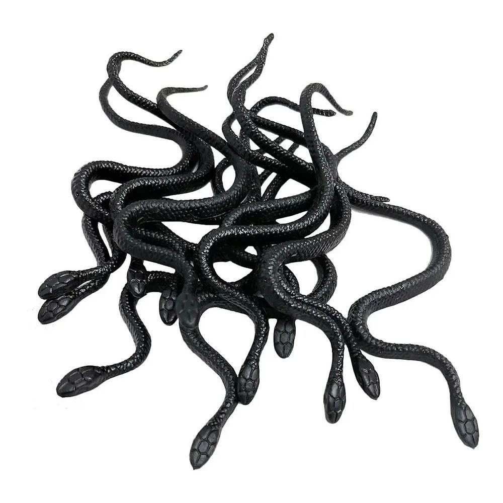 Cobra De Brinquedo Borracha Preta - 12 Unidades