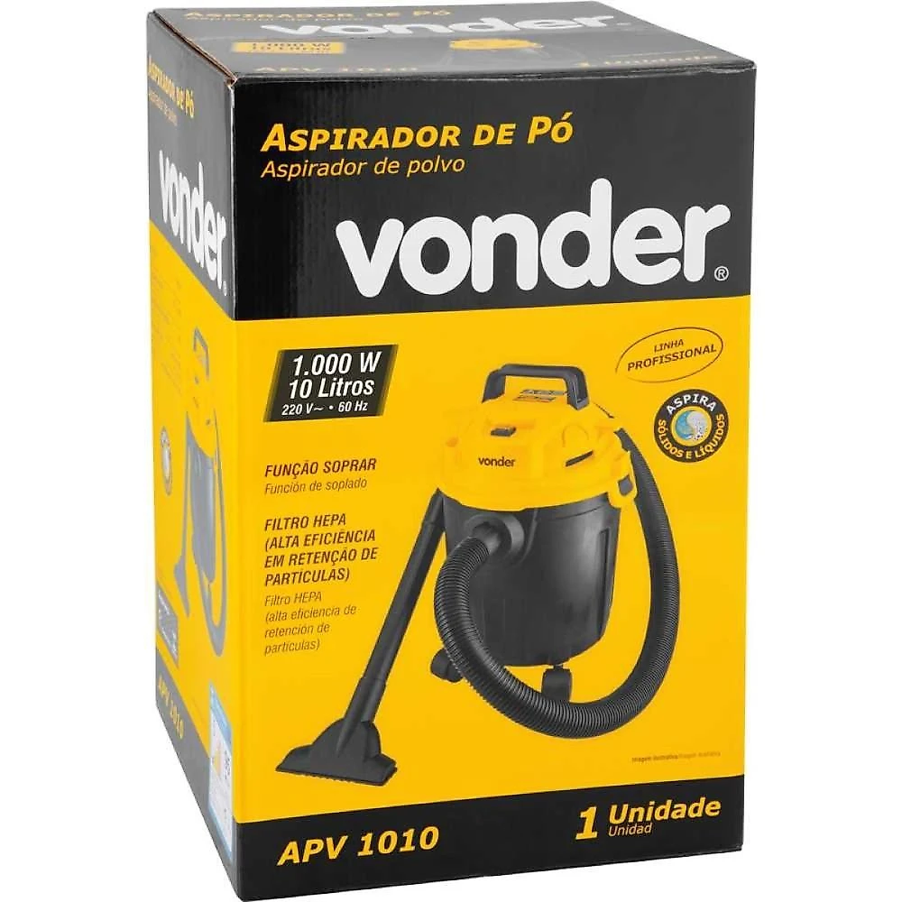 Aspirador de pó e líquido 1000w 220v apv 1010 vonder