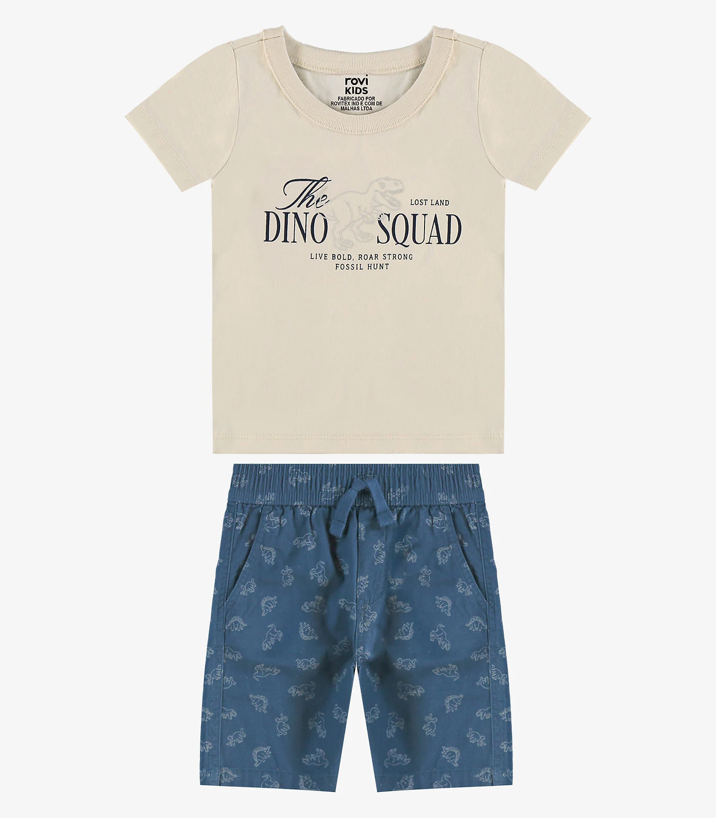 Conjunto Camiseta Com Bermuda Infantil Rovi Kids Bege