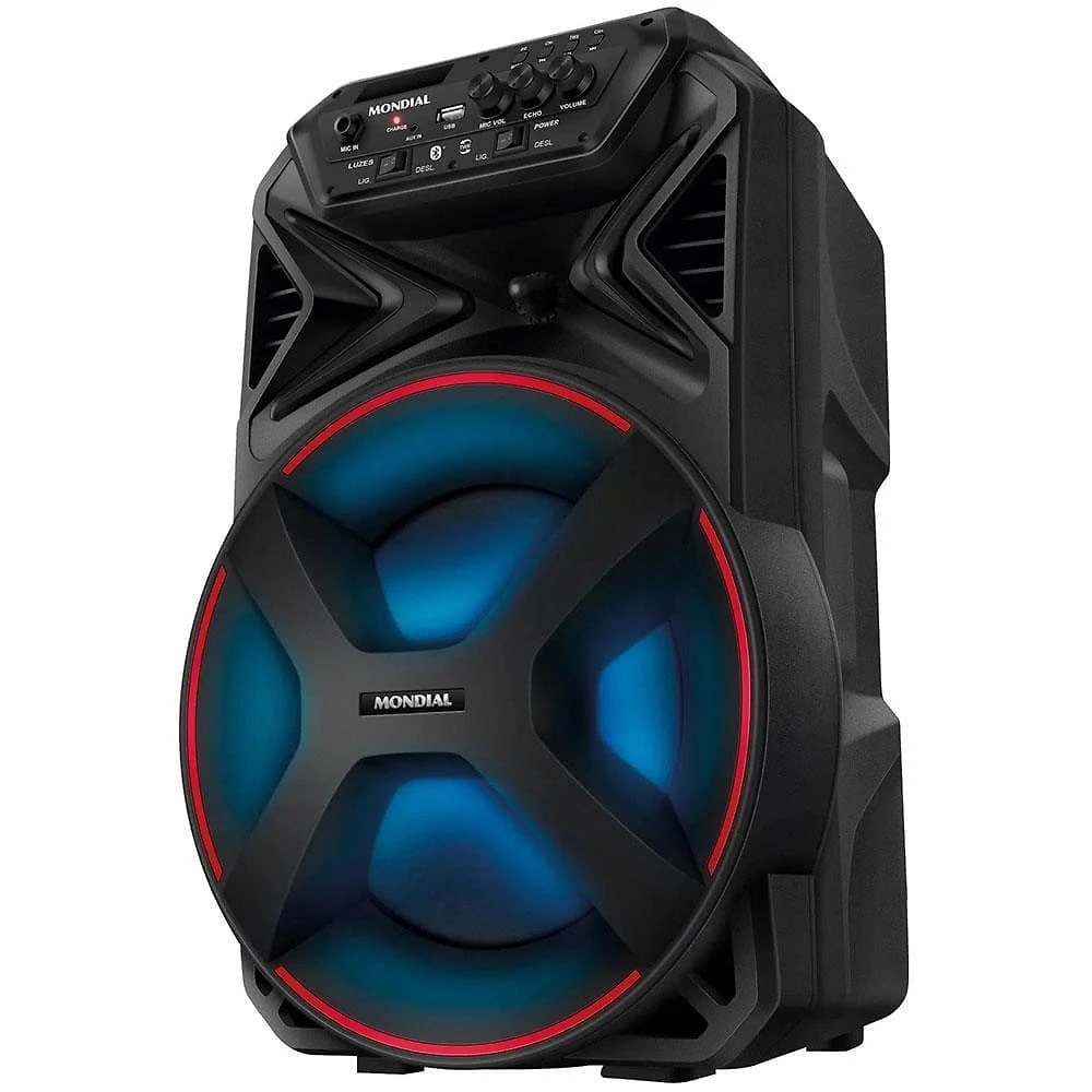 Caixa amplificada mondial connect party plus cm-250 com bluetooth, usb e rádio fm - 250w