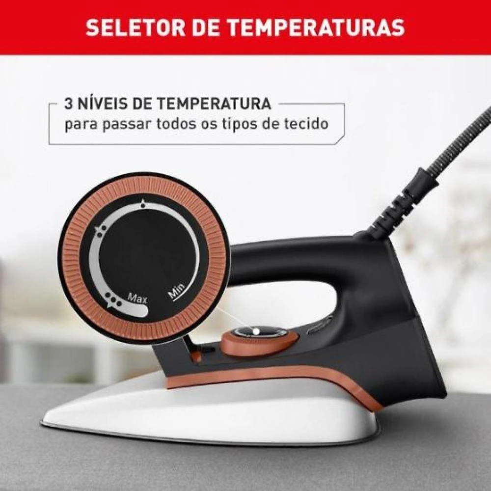 Ferro A Seco Arno Drygliss 1200w Preto Terracota 220V