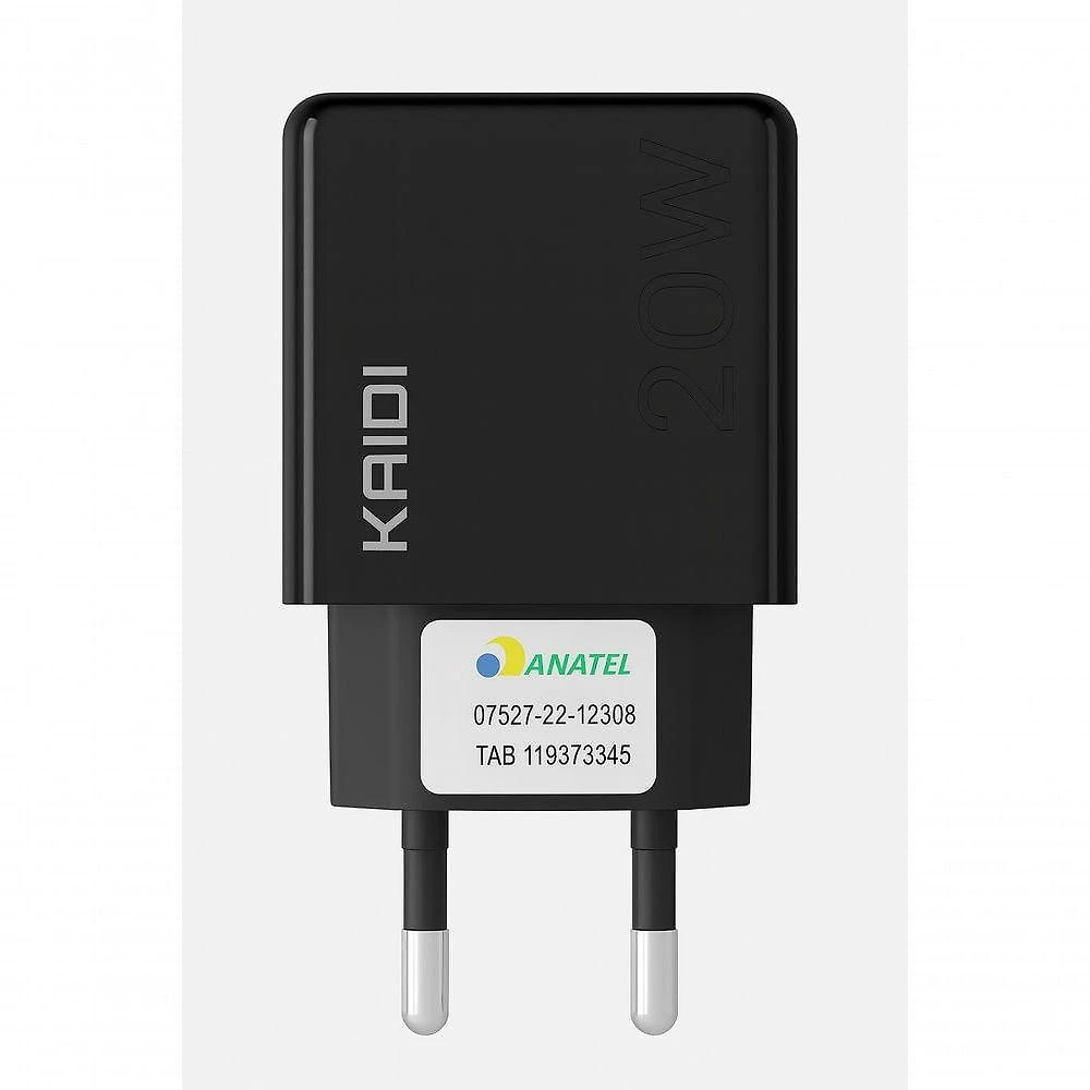Fonte Carregadora de Parede MDM para Smartphones Tipo C Turbo Bivolt com Cabo Usb-C Preto 1 Unidade