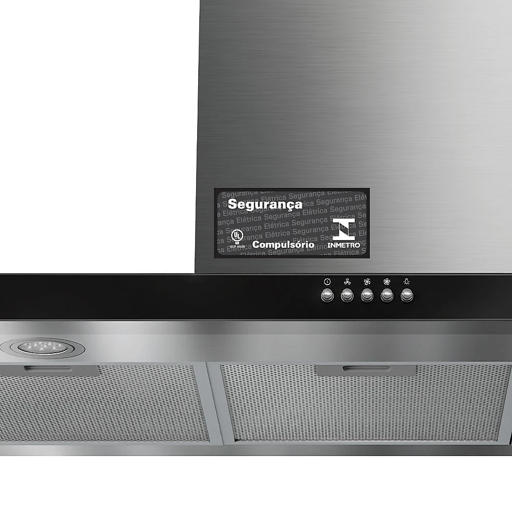 Coifa de Parede Panasonic Iluminação LED 90cm Aço Inox - Black Glass - FV-9HSDB2 220v
