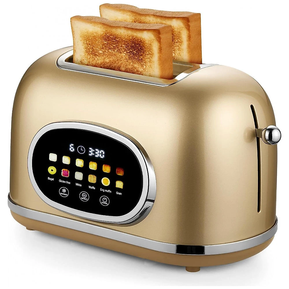 Torradeira 2 Fatias Roter Mond Dourada Display Touch 6 Tipos de Pão 9 Níveis Funções Bagel, Reaquecer e Descongelar 1400W 110V