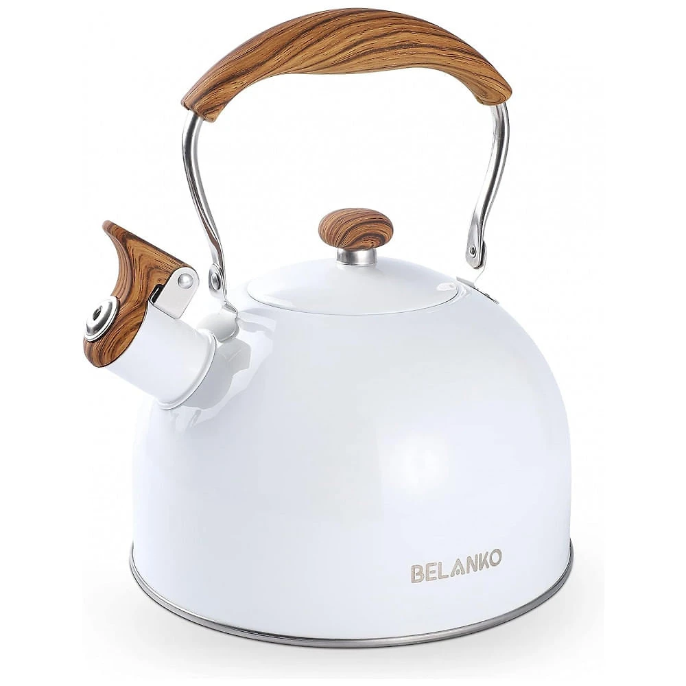 Chaleira de Chá 2. em Aço Inoxidável com Apito, Branca, BELANKO BE 2.5L GW, Branco