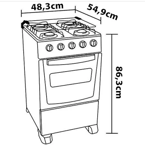 Miniatura Fogão Itatiaia 4 Bocas Star New Com Mesa em Inox e Acendimento Automático - Branco