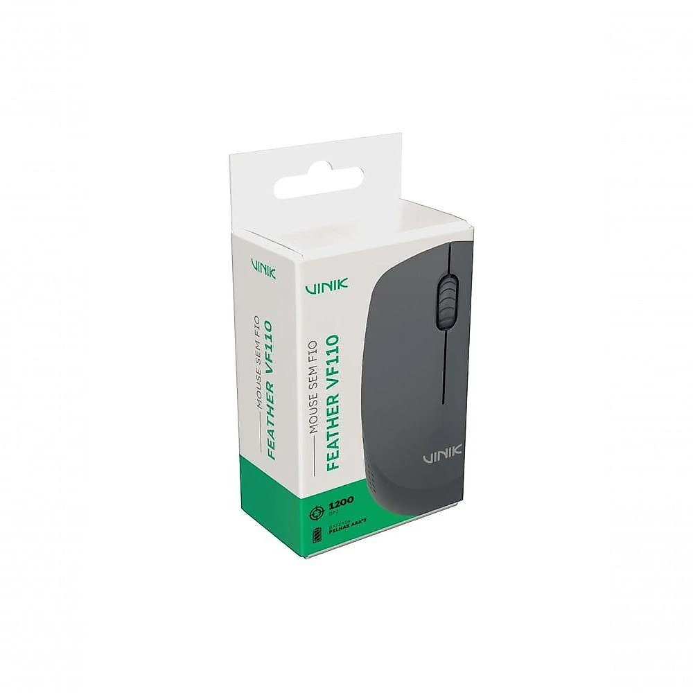 Mouse sem Fio Feather VF110 1200DPI Cinza com Receptor USB Vinik