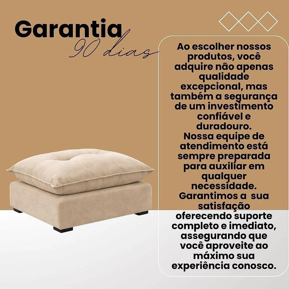 Cama Puff para Pet Tatite Decor para Cachorro e Gato em Suede Bege 55cm X 40cm X 20cm